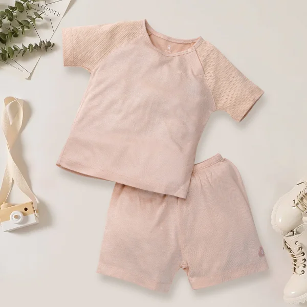 Bộ sơ sinh tính năng ngắn, vải lưới Animo I0322016 (12-24M,Beige)