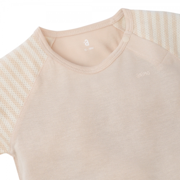 Bộ sơ sinh tính năng ngắn, vải lưới Animo I0322015 (12-18M,Beige)