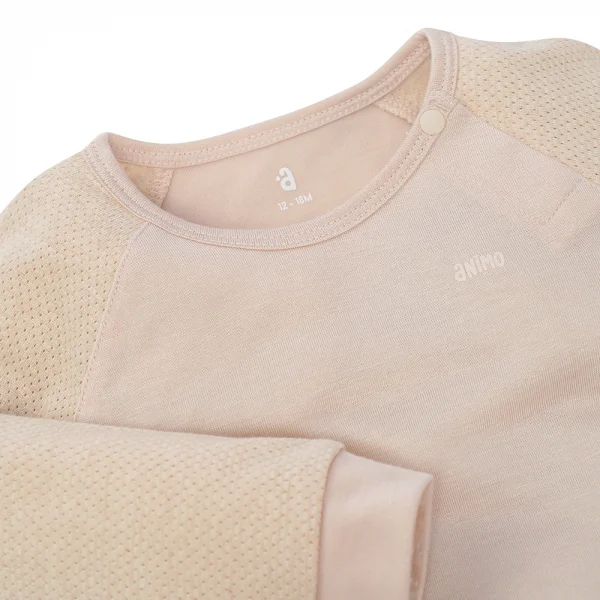 Bộ sơ sinh tính năng dài, vải lưới Animo I0322025 (12-24M, Beige)