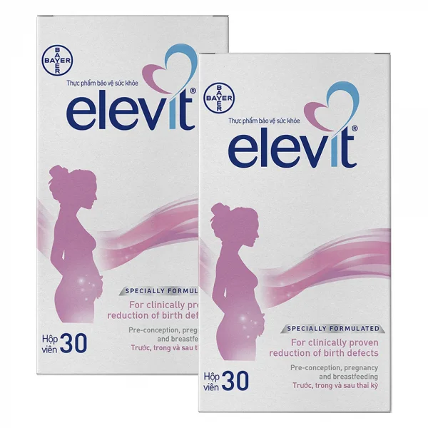 Combo 2 Viên uống bổ sung Vitamin mẹ bầu, cho con bú Elevit 30 viên