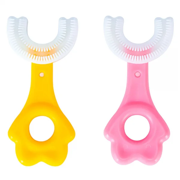 Bộ 2 bàn chải chữ U TPE Animo  (Hồng vàng) (M5872)