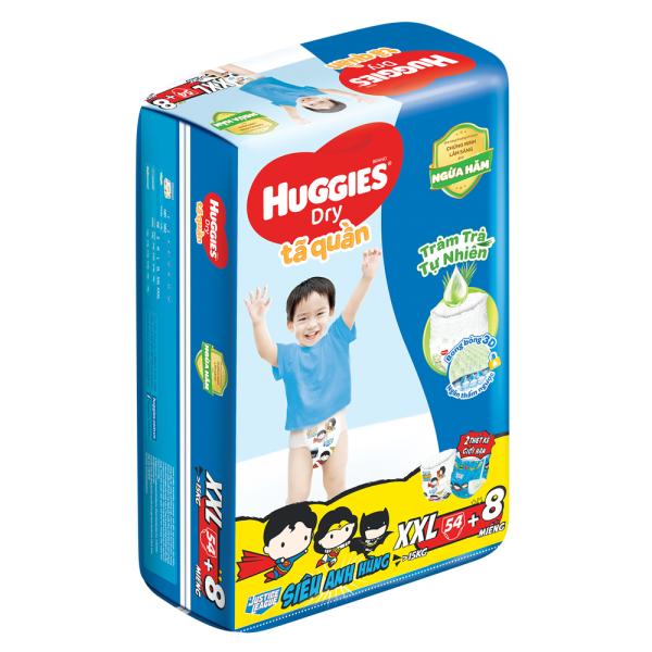 Tã quần Huggies Dry Pants gói cực đại (XXL, >15kg, 54 miếng) (giao bao bì ngẫu nhiên)