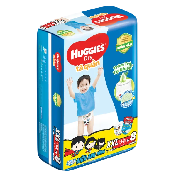 Tã quần Huggies Dry Pants gói cực đại (XXL, >15kg, 54 miếng) (giao bao bì ngẫu nhiên)