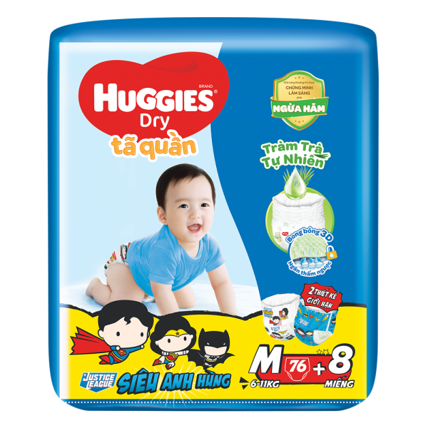 Tã quần Huggies Dry Pants gói cực đại (M, 6-11kg, 76 miếng) (giao bao bì ngẫu nhiên)