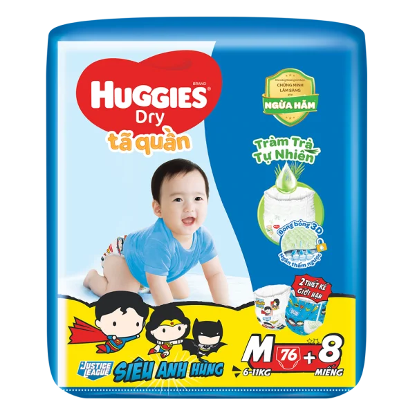Tã quần Huggies Dry Pants gói cực đại (M, 6-11kg, 76 miếng) (giao bao bì ngẫu nhiên)