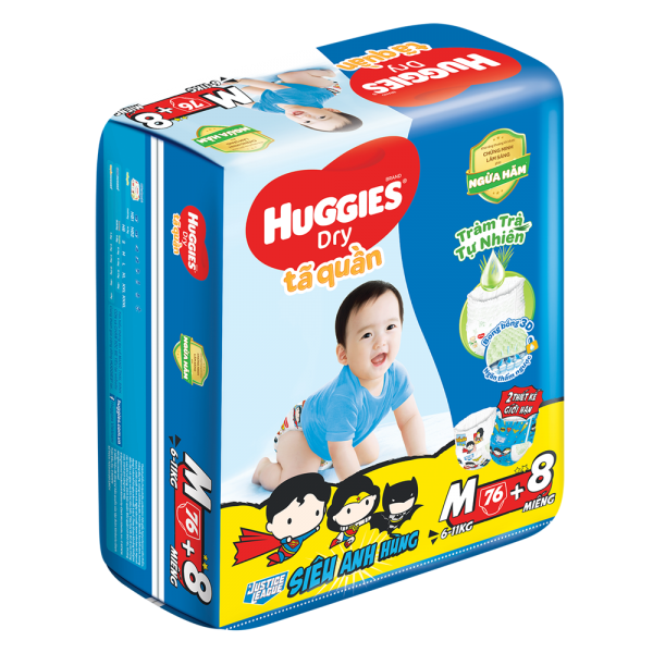 Tã quần Huggies Dry Pants gói cực đại (M, 6-11kg, 76 miếng) (giao bao bì ngẫu nhiên)