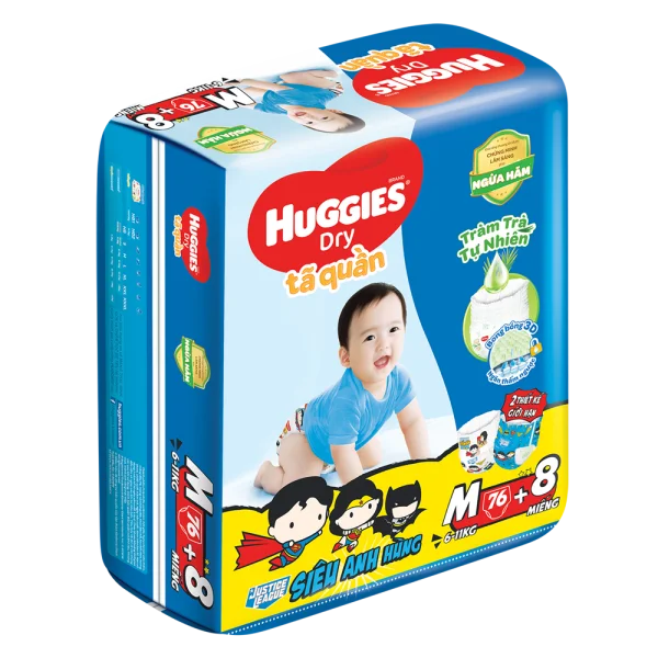 Tã quần Huggies Dry Pants gói cực đại (M, 6-11kg, 76 miếng) (giao bao bì ngẫu nhiên)