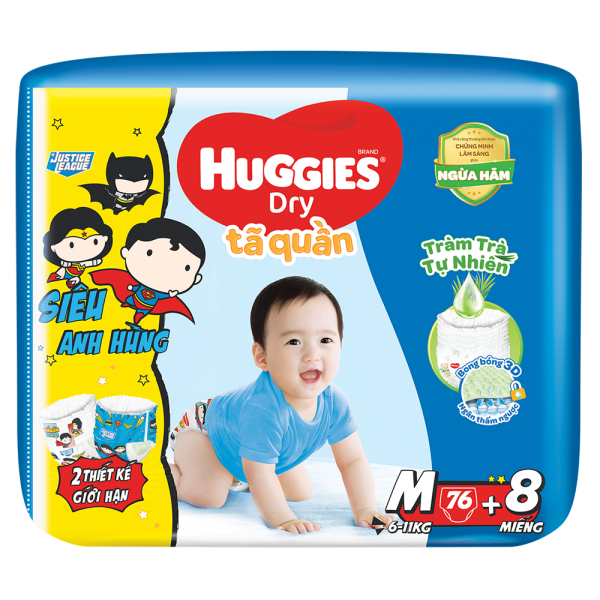 Tã quần Huggies Dry Pants gói cực đại (M, 6-11kg, 76 miếng) (giao bao bì ngẫu nhiên)