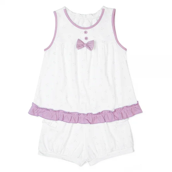 Bộ bé gái ngắn Animo TQ1122072 (6M-5Y,Trắng phối tím)