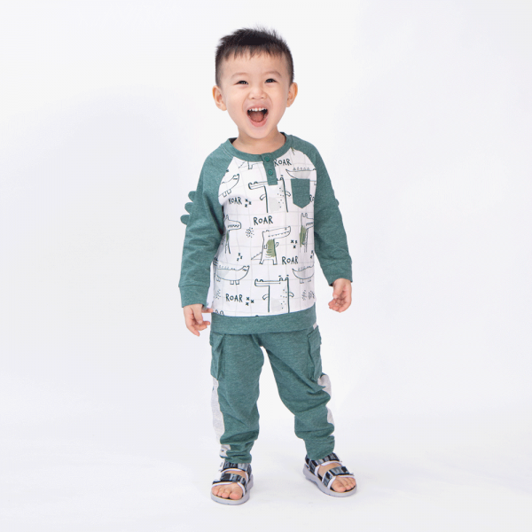 Bộ bé trai dài Bst Cá sấu lùn Animo VĐ1122087 (6M-6Y,Xanh)