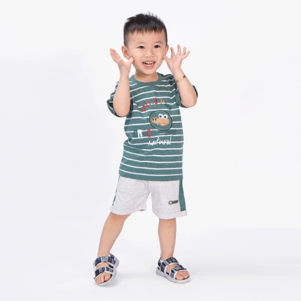 Bộ bé trai ngắn Bst Cá sấu lùn Animo VĐ1122084 (6M-6Y,Xanh)