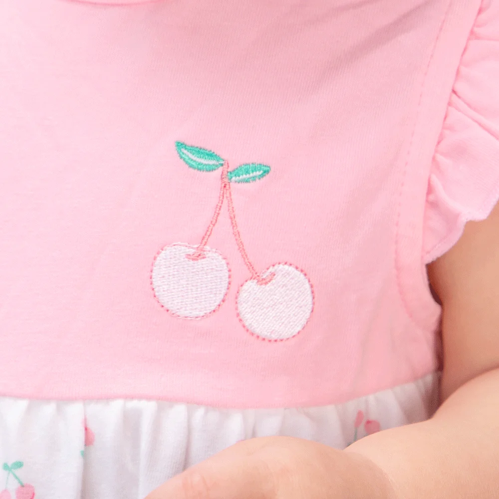 Bodysuit bé gái đùi, Bst Bé Anh Đào Animo KK922049 (0-12M,Trắng họa tiết_hồng)