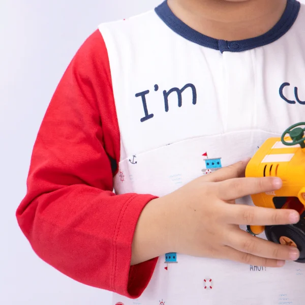 Bodysuit bé trai dài, Bst Bé ra khơi Animo KK922038 (0-12M,Trắng họa tiết)