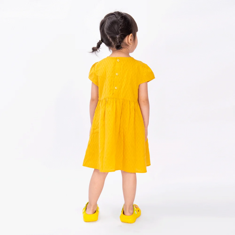 Đầm vải bé gái thêu hoa Animo TX1122076 (6M-6Y,Vàng)