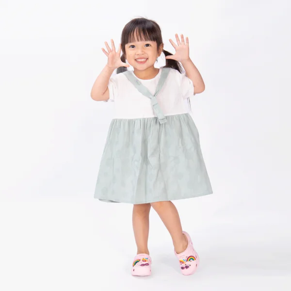 Đầm vải bé gái có nơ Animo TX1022025 (6M-3Y,Xanh)