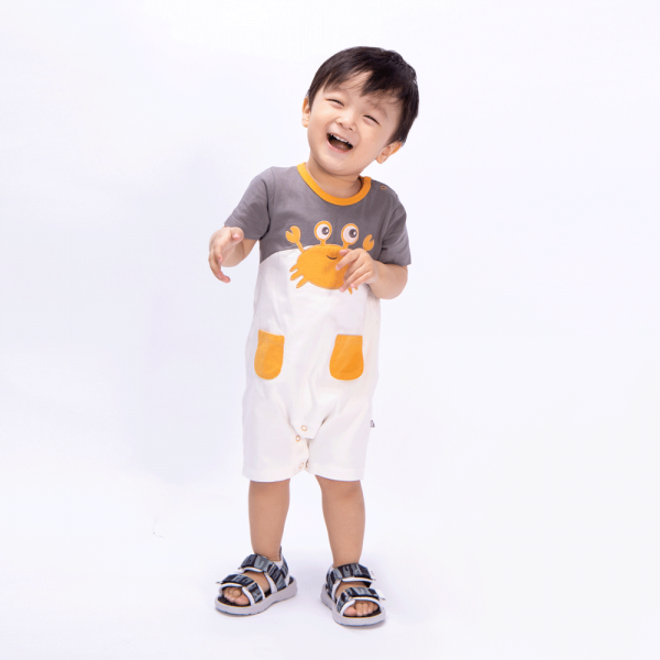 Bodysuit bé trai đùi Bst Cua sốt trứng muối Animo KK822024_518 (0-12M,Xám)