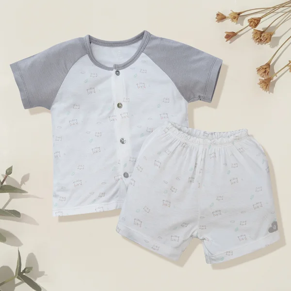 Bộ tính năng ngắn vải modal Animo VĐ522023 (0-24M,Xám)