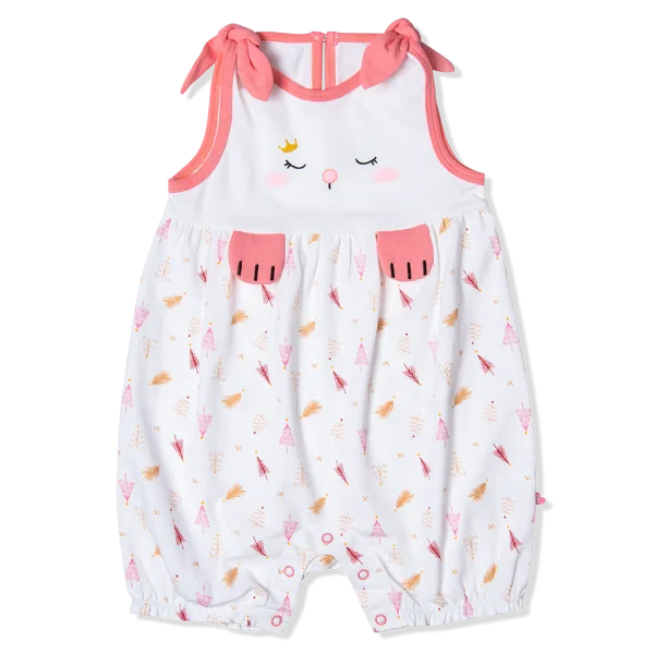 Bodysuit bé gái đùi Animo KK922057 (0-12M,Trắng_hồng)