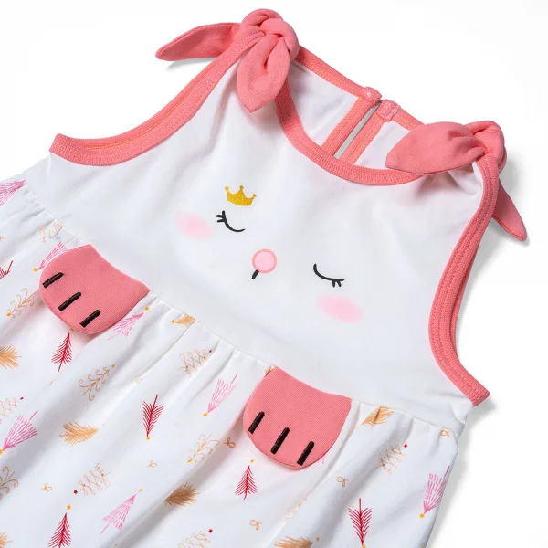Bodysuit bé gái đùi Animo KK922057 (0-12M,Trắng_hồng)