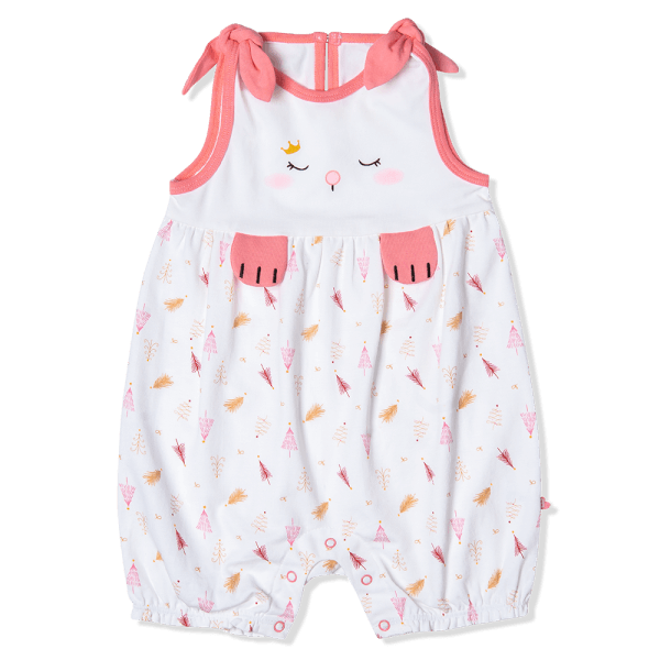 Bodysuit bé gái đùi Animo KK922057 (0-12M,Trắng_hồng)