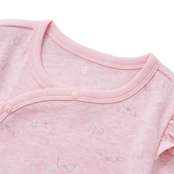 Bodysuit đông vải mỏng Bé mèo Animo VĐ822050 (0-12M,Hồng)