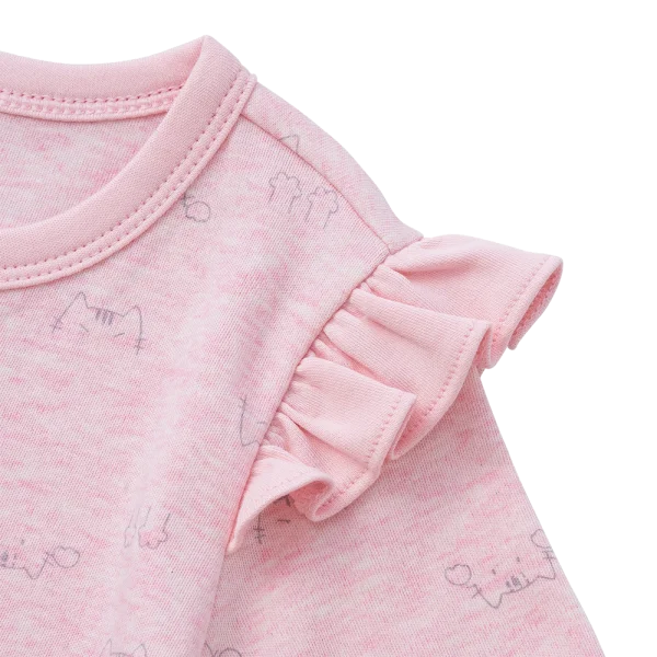 Bodysuit đông vải mỏng Bé mèo Animo VĐ822050 (0-12M,Hồng)