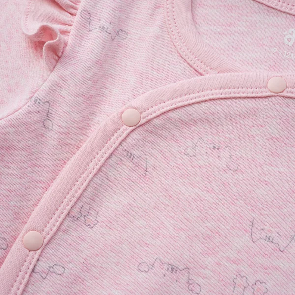 Bodysuit đông vải mỏng Bé mèo Animo VĐ822050 (0-12M,Hồng)