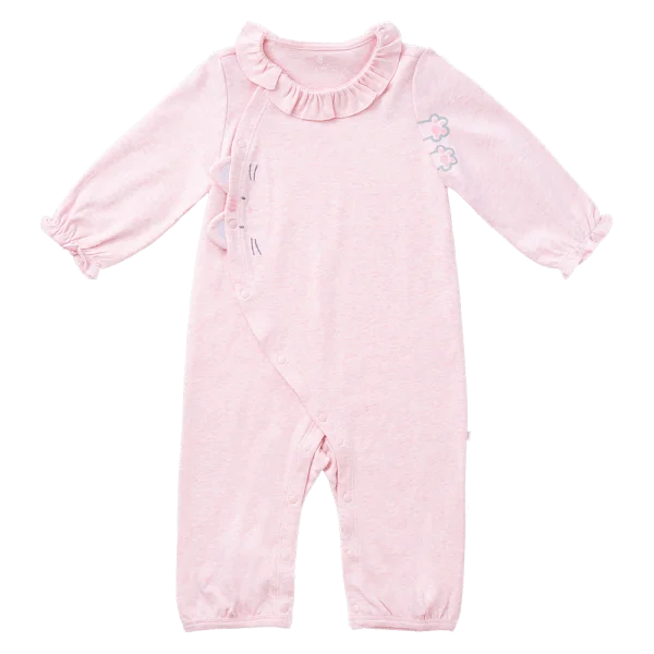 Bodysuit đông vải mỏng Bé mèo Animo VĐ822049 (0-12M,Hồng)