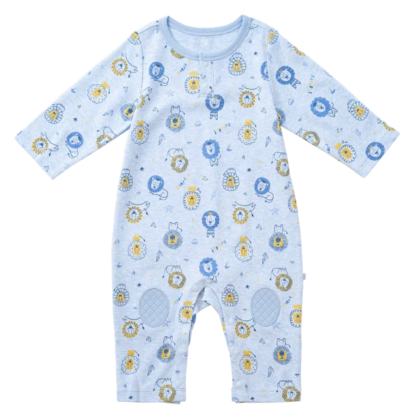Bodysuit đông vải mỏng Bé sư tử Animo VĐ822057 (0-12M,Xanh)
