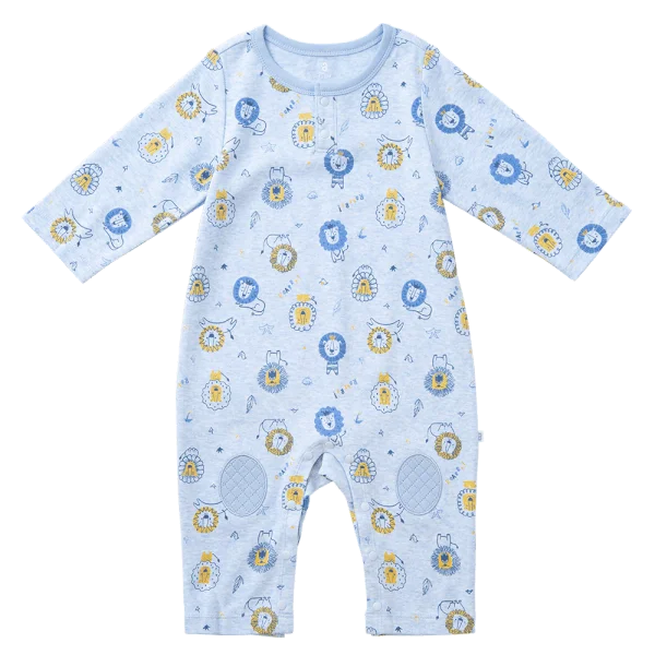 Bodysuit đông vải mỏng Bé sư tử Animo VĐ822057 (0-12M,Xanh)