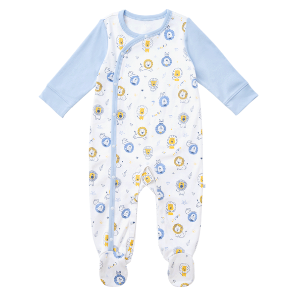 Bodysuit đông vải mỏng Bé sư tử Animo VĐ822056 (0-12M,Xanh)