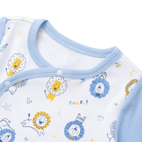 Bodysuit đông vải mỏng Bé sư tử Animo VĐ822056 (0-12M,Xanh)