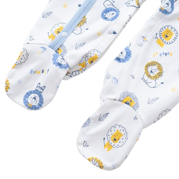 Bodysuit đông vải mỏng Bé sư tử Animo VĐ822056 (0-12M,Xanh)