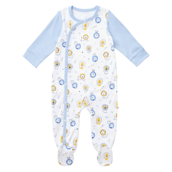 Bodysuit đông vải mỏng Bé sư tử Animo VĐ822056 (0-12M,Xanh)