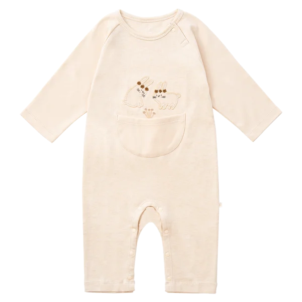 Bodysuit đông vải mỏng Bé thỏ Animo VĐ822054 (0-12M,Vàng)