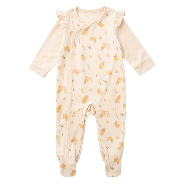 Bodysuit đông vải mỏng Bé thỏ Animo VĐ822053 (0-12M,Vàng)