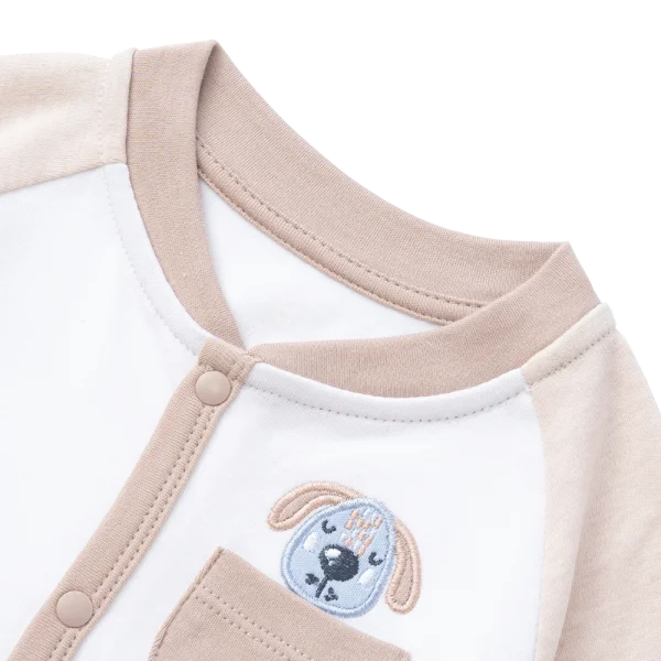 Bodysuit đông vải mỏng Bé cún Animo VĐ822061 (0-12M,Beige)