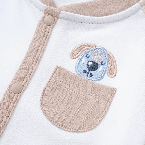 Bodysuit đông vải mỏng Bé cún Animo VĐ822061 (0-12M,Beige)