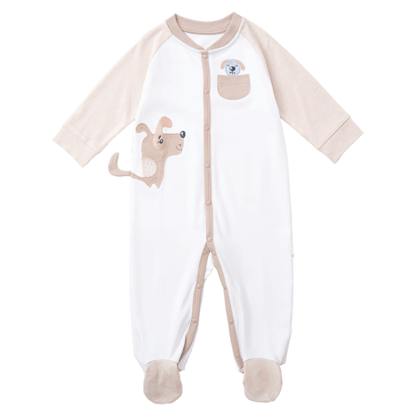 Bodysuit đông vải mỏng Bé cún Animo VĐ822061 (0-12M,Beige)