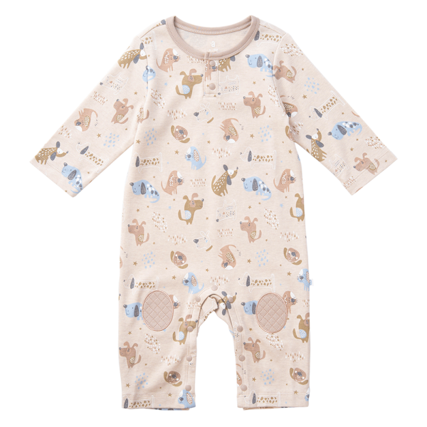 Bodysuit đông vải mỏng Bé cún Animo VĐ822060 (0-12M,Beige)