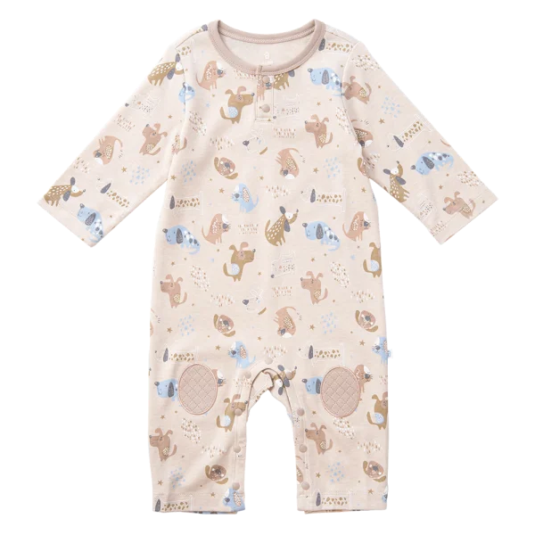 Bodysuit đông vải mỏng Bé cún Animo VĐ822060 (0-12M,Beige)