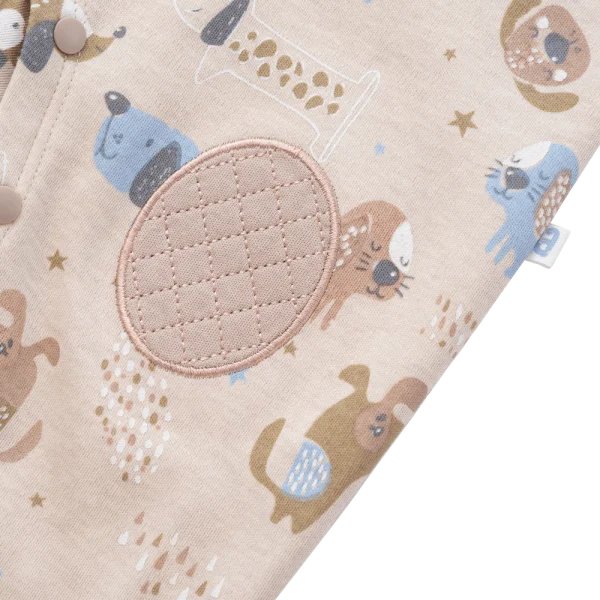 Bodysuit đông vải mỏng Bé cún Animo VĐ822060 (0-12M,Beige)