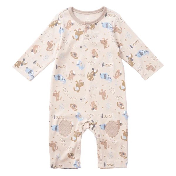 Bodysuit đông vải mỏng Bé cún Animo VĐ822060 (0-12M,Beige)
