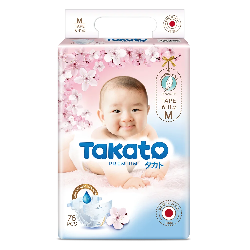 Combo 2 Tã dán Nhật Bản Takato siêu mềm mại (M, 76 miếng)