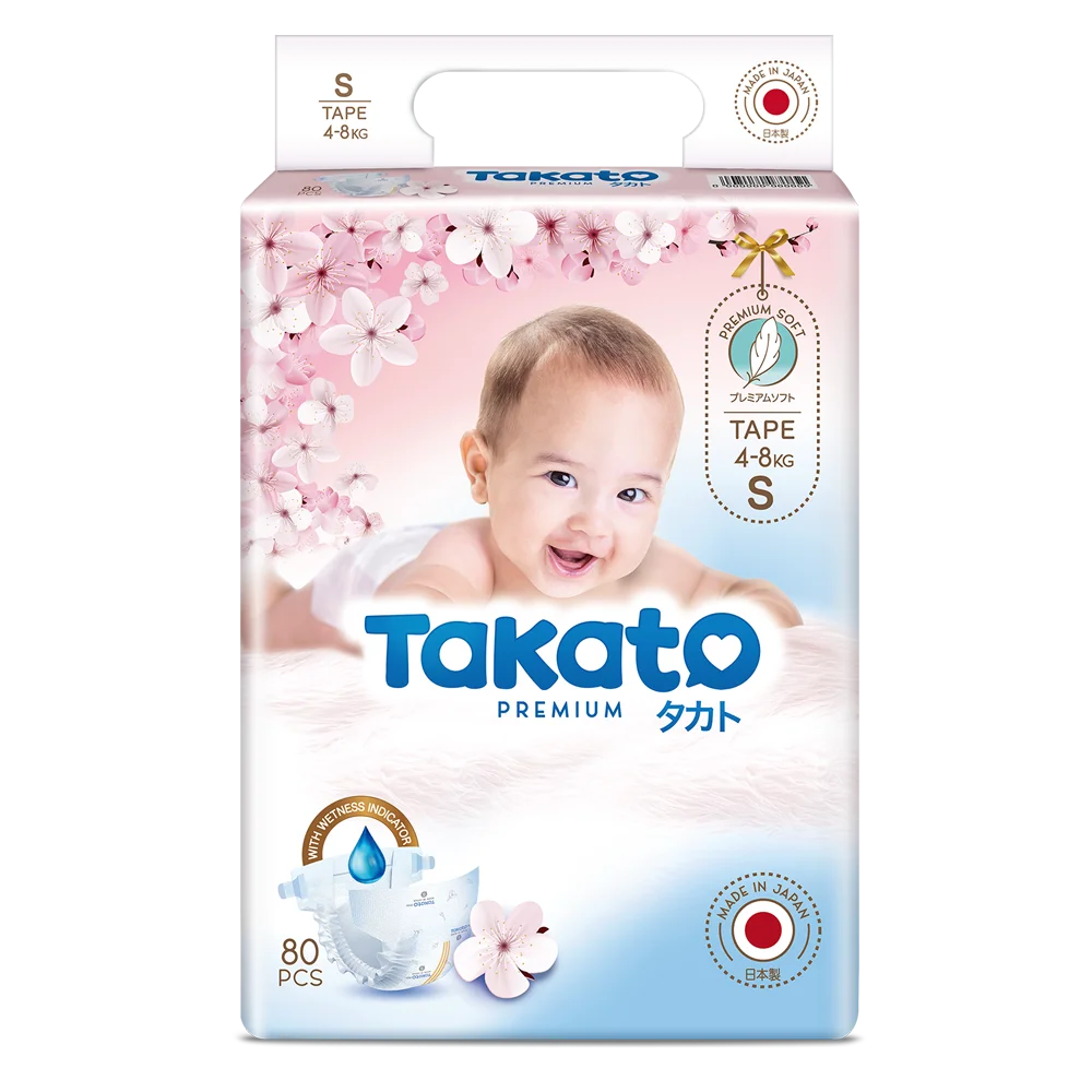 Tã dán Nhật Bản Takato siêu mềm mại (S, 80 miếng)