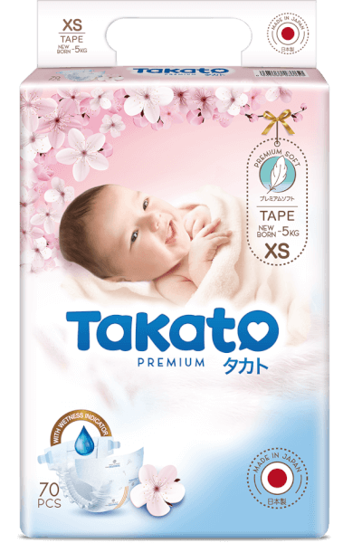 Tã dán Nhật Bản Takato siêu mềm mại (XS, 70 miếng)