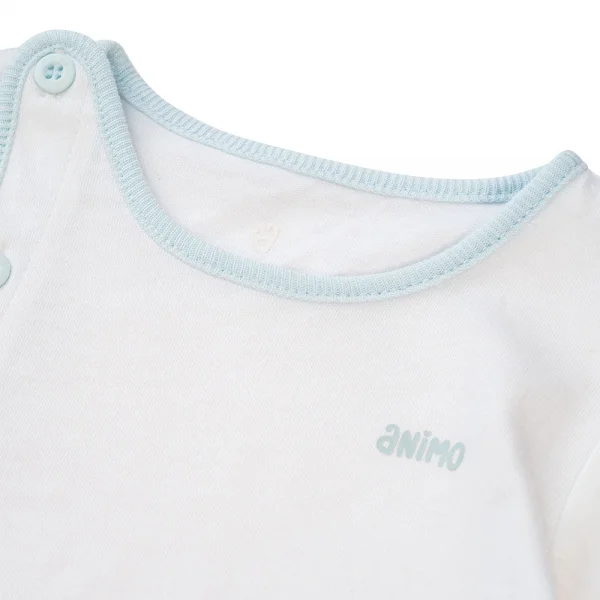 Cặp áo sơ sinh cài chéo tay dài Animo NB422049 (NB,xanh-trắng)