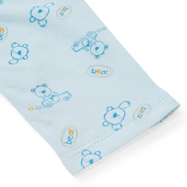 Cặp áo sơ sinh cài chéo tay dài Animo NB422049 (NB,xanh-trắng)