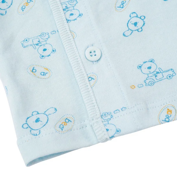 Cặp áo sơ sinh cài chéo tay dài Animo NB422049 (NB,xanh-trắng)