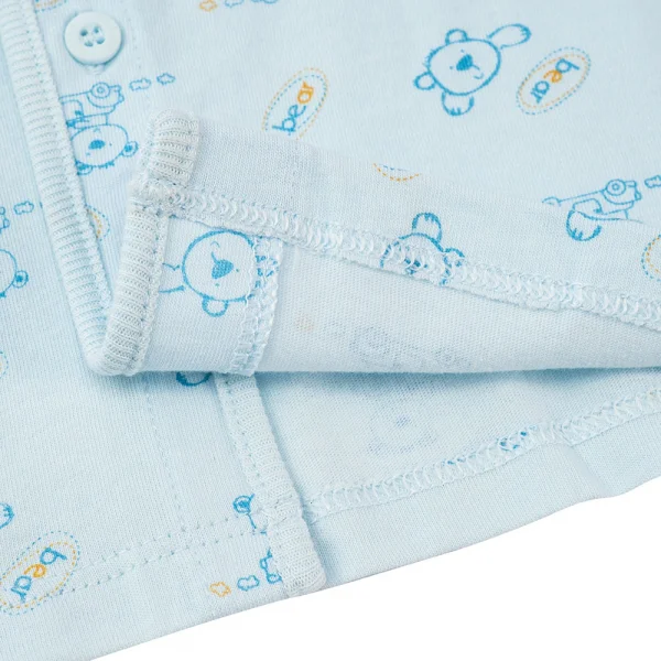 Cặp áo sơ sinh cài chéo tay dài Animo NB422049 (NB,xanh-trắng)